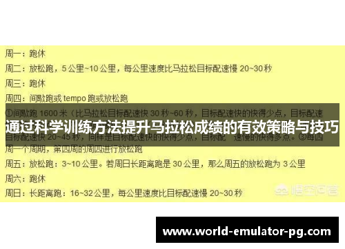 通过科学训练方法提升马拉松成绩的有效策略与技巧